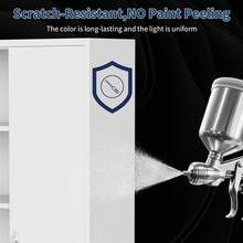 Storage Metal Cabinet 71" With Doors And 4 Shelves Adjustable 4 Adjustable Feet And Lock Tall Storage Cabinet For Pantry Garage Craft Bedroom Office Shop - White - View 5