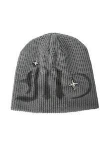 1件针织帽，涂鸦星星图案时尚百搭帽，秋冬保暖针织帽，欧美风