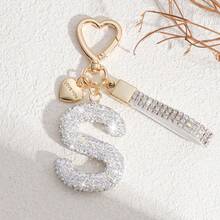 1 件白色软陶字母水钻钥匙扣可爱个性化包饰，汽车钥匙扣爱心装饰，送给妈妈、朋友、情人节背包的礼物，适合学校汽车配件哥特 Y2k - 白色 - 查看 18