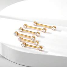 1 PIEZA Barra de perforación de titanio de 14G para pezón con escudo de pezón de cristal de zirconia con rosca interna, joyería de perforación de 12/14/16 mm