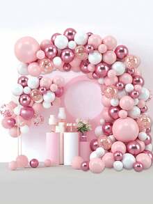 Bộ 102 quả bóng bay màu hồng và trắng, bóng bay trang trí tiệc cưới sinh nhật, bộ trang trí vòm bóng bay - Hồng - Xem 3