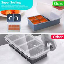 ‌2-Pack 1/2 Cup Silicone Freezer Trays With Airtight Lids – Meal Prep Containers For Sauces, Broth, Baby Food – 16 Perfect Portion Cubes Per Tray – Stackable, Dishwasher Safe & Non-Stick (Blue) - 藍色 2 件裝 - 查看 4