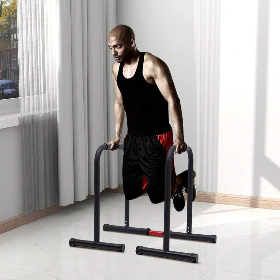 Dip Bar Heavy Duty Dip Stands Adjustable Fitness Workout Parallel Bars For Tricep Dips, Pull-Ups, Black, 440 LBS Loading Capacity - Black - View 1