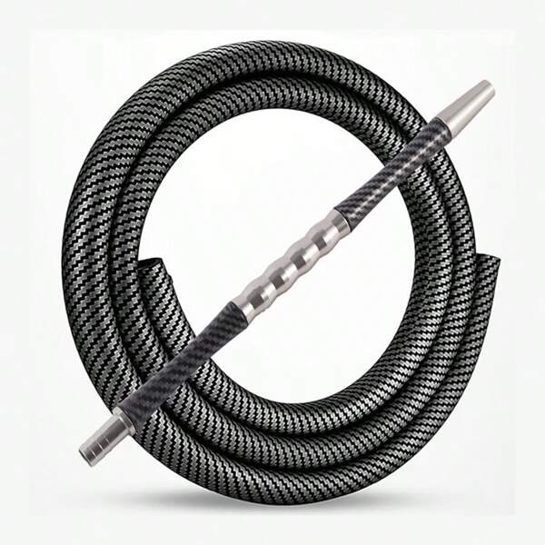 Conjunto de narguilé com 1 mangueira, vaso de acrílico para narguilé, narguilé de silicone, cor de fibra de carbono