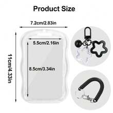 1 件可爱照片卡夹钥匙扣 Kpop 照片卡夹星波照片卡钥匙扣透明 PC 夹创意照片卡夹地铁巴士学生卡照片保护套，学校用品，返校