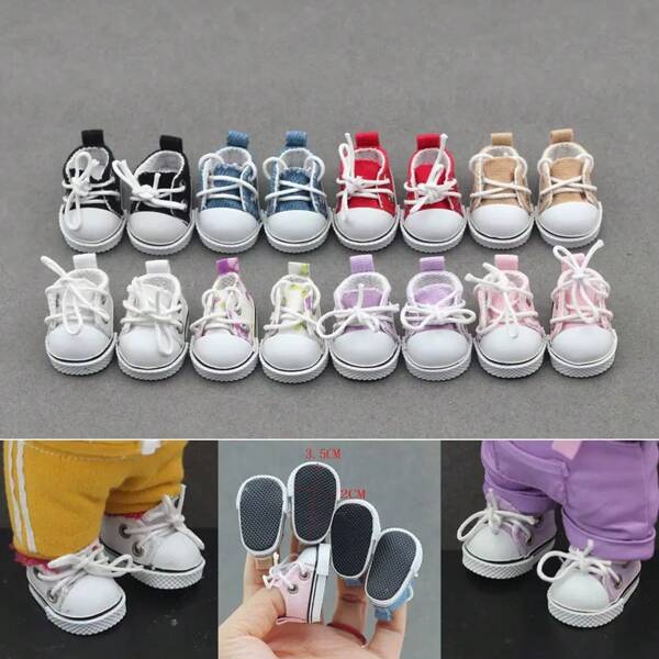 1pc For Labubu Canvas Shoes, Suitable For 17cm Labubu Doll AccessoriesClothing Replacement Canvas Shoes