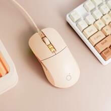 Ratón con cable casual EWEADN, silencioso y elegante con retroiluminación LED de color, ideal para el trabajo diario y el juego, diseño cómodo y portátil para uso en el hogar y la oficina, perfecto para portátiles y computadoras de escritorio, compatible con múltiples dispositivos - Blanco, Verde, Rosa Claro - Multicolor - Ver 9