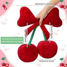 Bow Pillow Cherry Throw Pillow Aesthetic Cute Coquette Room Decor Funny Preppy Cherry Cushions Bedroom Living Room Sofa Bed Chair Decoration (Pink,Small) Valentine's Day - 酒紅色 - 查看 2