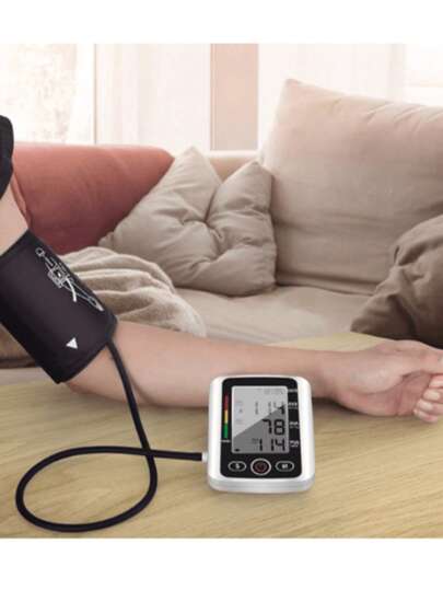 1 pezzo Monitor per la pressione sanguigna da braccio, monitor digitale LCD per la pressione sanguigna alta per uso domestico, strumento per la misurazione del battito cardiaco, sfigmomanometro automatico per tenere sotto controllo la salute della tua famiglia