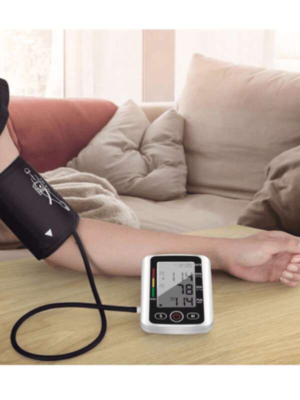 1pc Arm Blood Pressure Monitor Home Health Care Digital LCD Upper Arm Blood Pressure Monitor Heart Beat Meter Machine Tonometer For Measuring Automatic Monitor Your Family's Health