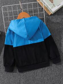 Young Boys' Casual Streetwear Outdoor Sports Cute Cartoon Spider Web & Letter Print Soft Comfortable Hoodie Sweatshirt, Autumn