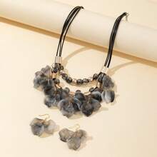 1 Set Bohemian Style Fashion Shell Pearl Necklace & Earrings Set, Delicate And Suitable For Women's Daily Outfit