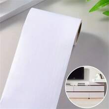 1pc 10cmx5m Self-Adhesive PVC Wallpaper Trim, Thickened Wood Grain Effect,Easy To Cut, With Wall Edge Guard For Living Room Bedroom Corner Decoration Door Frame, Window Sill, Baseboard & Wall Border Film Decorative Trim Sticker