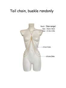 1 pièce Chaîne de taille avec perles et franges à la mode, chaîne de corps longue et multi-couches sexy pour femmes