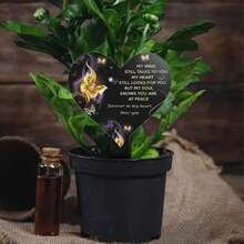 1 件 2D 平面户外墓地耐用亚克力心形纪念桩 - 防风雨，易于安装，无需电源 - 纪念亲人的纪念品