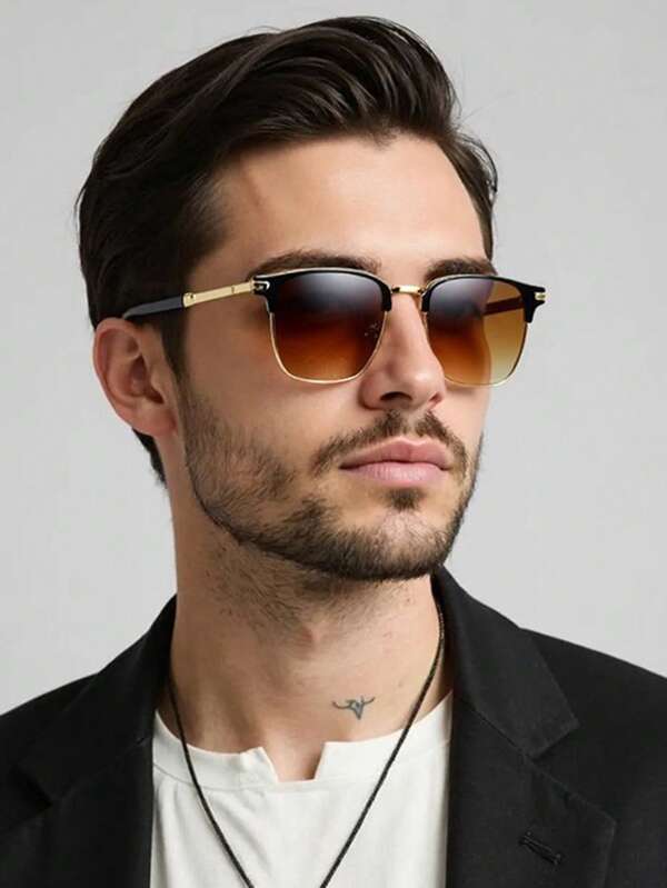 1pc Retro Polygonal Glasses, New Fashionable Asymmetrical Personalized Glasses, European And American , Suitable For Men And Women For Daily Commute, Photography Decoration And Fashion Choice