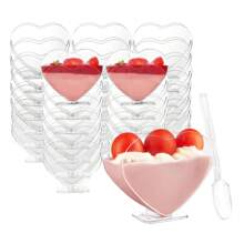 3 Oz Mini Dessert Cups With Spoons, Heart-Shaped Bowls, Perfect For Tasting Birthday Party Desserts, Parfait Cups, Wine Glasses, Reusable Fruit Ice Cream Pudding Appetizer Cups And Bowls.
