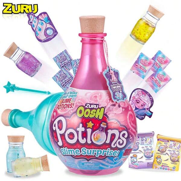 Spin Master Kit fai da te per slime a sorpresa Oosh Potions con brillantini, perline e glitter, scopri una magica morbida pasta modellabile per bambini e ragazze, 1 pezzo/2 pezzi