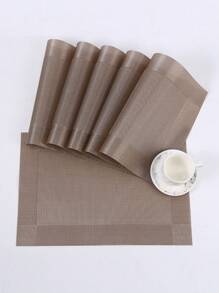 4 قطع/6 قطع ألواح مائدة مستطيلة من البي في سي، قابلة للاستخدام من الجانبين، بتصميم أوروبي إبداعي كبير، قابلة للغسل، ديكور المنزل وغرفة الطعام، مقاومة للتآكل والانزلاق والحرارة وعدم الاحتراق، ديكور طاولة الشاي والمنزل، حصيرة الطبق والكوب، ديكور طاولة الطعام، طراز شمالي أحادي اللون