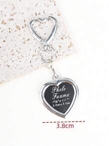 1pc Unisex Apple Heart Shaped Key Chain, Photo Frame Keyring, Personalized Couple's Memorabilia, Bag Pendant