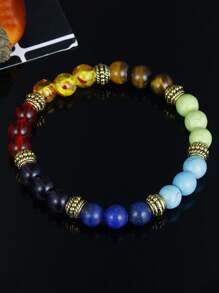 1 pieza Pulsera de curación de energía de Chakra, pulsera de cuentas de equilibrio de yoga con turquesa volcánica, regalo de joyería para fiesta