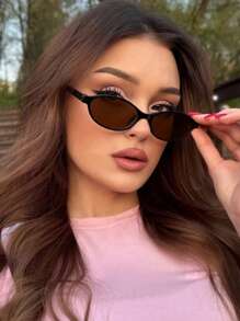 1 PC Women's Oval Shape Summer Eyeglasses, With Stylish Color Block Embellished Temples, Minimalist Chic Design, Suitable For Everyday Accessory, Business Casual Woman Beach Accessories Women Vacation Outfits Women
