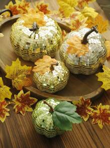 1Pc Gold Disco Pumpkin Halloween Thanksgiving Decor – Mirror Ball Pumpkins – Glam Sequin Pumpkin Ornaments For Party, Fall, And Seasonal Decorations – Shiny Table Centerpieces And Holiday Decor Home Decor Halloween Decor Fall Decor Room Decor Autumn Decor