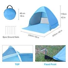 Outdoor Camping Tent - Automatic Quick Open Folding Beach Tent - Backyard Lawn Sun Shade Rain Shelter - Blue - View 5