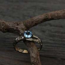 1 套复古情侣哥特式订婚戒指，古董银质分支戒指，男女通用巫师戒指，深色几何指环 - 彩色 - 查看 6