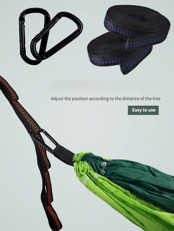 2Pcs 200cm Length Hammock Straps + 2 Black Buckles Kit Special Reinforced Polyester Straps 5 Ring High Load-Bearing Barbed For Outdoor Camping
