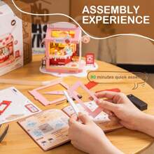 Robotime Mini casa fai da te Rolife, scatola del pane di Teddy e scatola del latte alla fragola, kit per casa delle bambole in miniatura, decorazione per libreria in miniatura, graziosi set di bricolage, regali, hobby per donne o ragazze