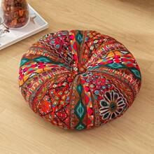 1pc Bohemian Style Round Floor Mat/Cushion - Vibrant Mandala & Floral Design, Thick Polyester Fabric, Suitable For Living Room Or Bedroom, Home Decor