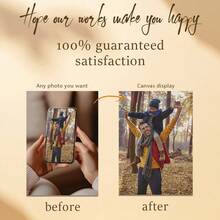 1 pieza, Foto personalizada, Marco de madera con plexi pulido, Retrato a medida, Un regalo para papá, Póster de arte impreso en lienzo personalizado, Perfecto para familias, parejas, recuerdos de mascotas y un regalo perfecto para aniversarios