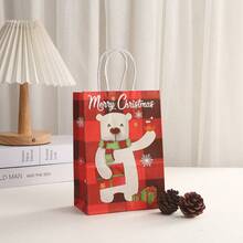 6/12/24件/套 21*15*8CM 2024 纸质创意优雅派对圣诞节节日礼品袋，泰迪熊、企鹅、雪人、圣诞老人图案可重复使用手提袋，适用于平安夜、圣诞节家庭礼物装饰、包装 - 彩色 - 查看 5