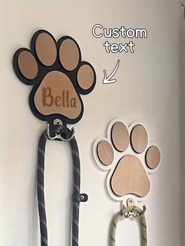 1Pc Custom Wooden Paw Wall Hooks, Personalized Dog & Cat Name ID Holders, Pet Leash Hook, Stylish And Unique Home Decor Gift For Pet Lovers, Anniversary, Or Birthday, Decorative Wall Hooks