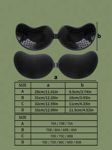 2 par mangoformad självhäftande push up-bh osynlig rygglös silikon bystförstärkare bh-tejp - Svart - Visa 8