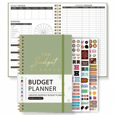 1pc Monthly Budget Planner Notebook, 112 Pages Simple ADHD Budget Planner With Savings & Debt Tracking, Expense Chart View And Transparent Pockets, Easy Saving, Office & School Supplies, Gift For Women & Men