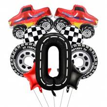 10pcs Racing Car Theme Birthday Party Decorations Set, Includes 40-Inch Number Balloon, Pickup Truck, Tire Shaped Foil Balloons, Make Your Party More Fun