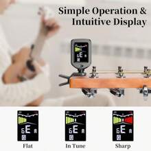 1 Stück, Clip-On chromatischer Stimmgerät mit 360° drehbarem Farbdisplay, für Gitarre, Bass, Ukulele, Violine - tragbar, einfach zu bedienen, batteriebetriebenes Instrumentenzubehör