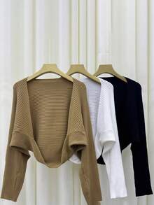 1 Stück gestrickter einfarbiger Schal mit Ärmeln, multifunktionale Strickjacke, modischer Schal Sonnenschutz Nackenwärmer für den täglichen Gebrauch zu Kleidern - Weiss - Übersicht 4