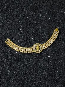1 pièce Bracelet style hip-hop homme avec crâne orné de strass rotatif