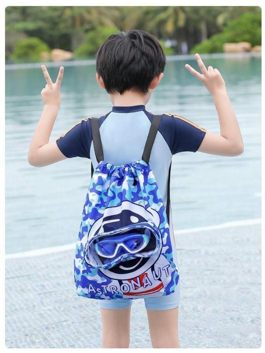 1件夏季防水儿童游泳包干湿分离防水背包游泳毛巾收纳袋运动背包 - 藍色 - 查看 1
