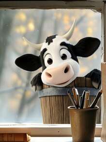 Pegatinas divertidas de vaca, pegatinas de ventana de vaca que asoman, pegatinas de pared de vaca que se pueden pelar y pegar, decoración de pared de estilo granja rústica con estampado de vaca, arte mural de vinilo para la decoración del hogar, la sala de estar, la cocina, el baño, el dormitorio y otros regalos de cumpleaños y graduación