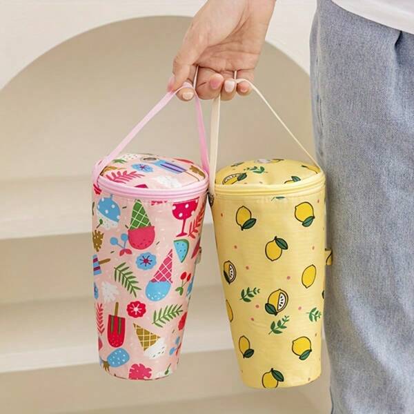 1/2pcs Portable Milk Tea Cup Sleeve, Insulated Tumbler Cover, Storage Bag, Milk Tea Takeout Bag, Strap Handle, Suitable For Daily Use