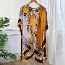 1pc Satin Slit Shawl Scarf For Sun Protection