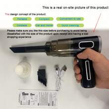 Aspiradora de mano, aspiradora de coche con fuerte potencia de succión, inalámbrica y recargable con gran rendimiento - Aspiradora portátil para hogar y coche