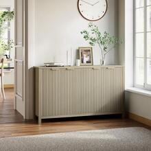 CuisinSmart 55" Sideboard Buffets Cabinet Modern Accent Storage Cabinet With 4 Fluted Doors And Adjustable Shelves Wood Credenza Buffet Sideboards, Console Table For Kitchen Dining Living Room Entryway - 橡木 - 查看 6