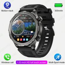 GUHUAVMI 2025 New Men's Outdoor Rugged Smart Watch GT4 Pro, 1.53'' HD Screen, Bluetooth Call, NFC Access Control, Fitness Tracker With Pedometer, Heart Rate Sleep Monitoring Smart Watch Compatible With Android IOS