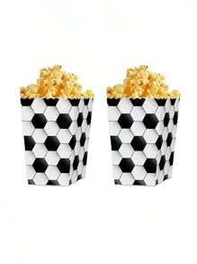 10/20pcs Football Printed Popcorn Box, Party Favor Gift Packaging Box, Football Theme Party Supplies, Snack Boxes