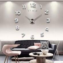 3D DIY Wall Clock Acrylic Mirror Stickers Wall Clocks For Home Decoration Living Room Quartz Needle Hanging Watch Europe Horloge Colors: Black And Silver 16/19/35 Inches Optional Room Decor